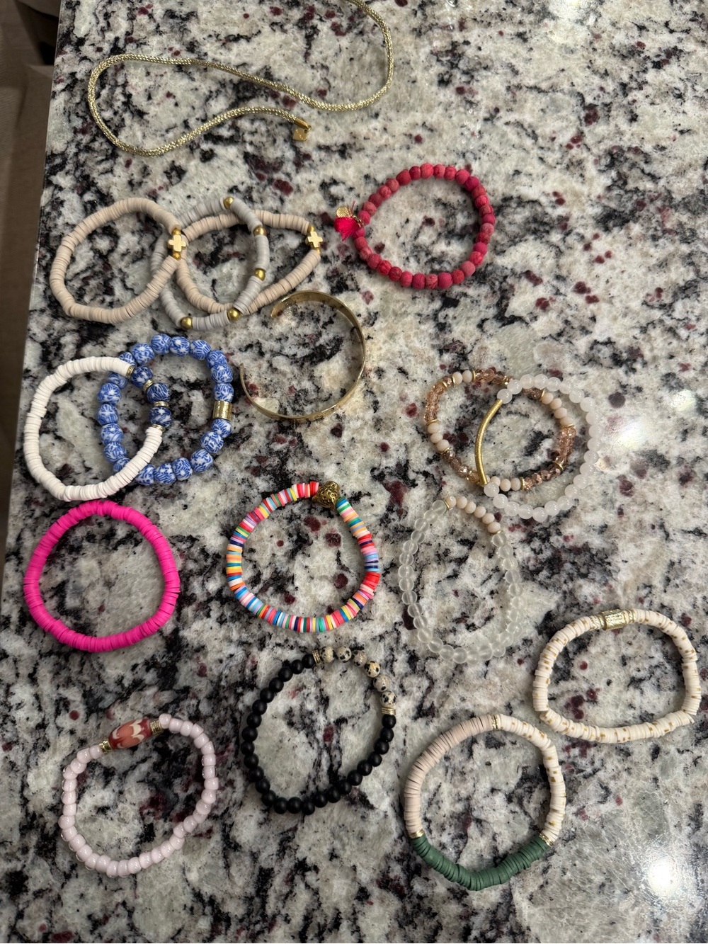 Assorted Women's Beaded Stretch Bracelets cola Stacks